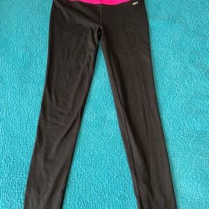 VS PINK Women's Black Leggings with Pink Waistband